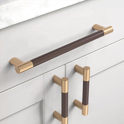 Champagne Bronze & Brown Knurled Kitchen Cabinet Pulls 7 Inch 10 Pack - color: Brown and Champagne, size: 7" Hole Center