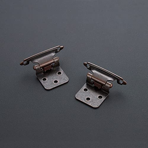 Ravinte Antique Copper Cabinet Hinges, 1/2 Inch Overlay, 60 Pack (30 Pairs) - color: Antique Copper