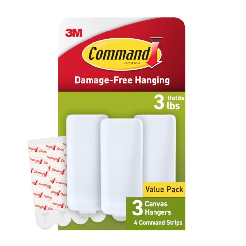 Command 3 lb Canvas Hangers, 3 Hangers, 4 Strips