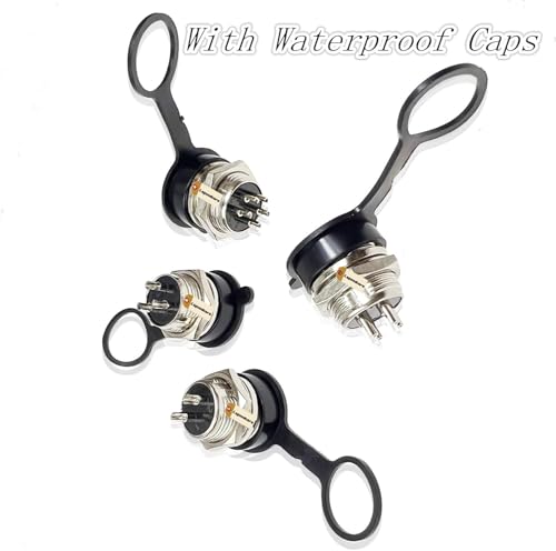 Lsgoodcare 60Pcs 2Pin 3Pin 4Pin 5Pin 6Pin 12mm GX12 Thread Male Female Panel Metal Aviation Wire Connector Plug Assortment Kit with Aviation Caps