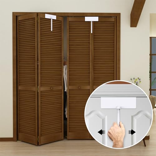 Metal Bifold Door Lock - Double Door Child Safety Locks Keep Toddler, Cats&Dogs Out of Closets, Cabinets, Pantry - No Need Install (4PC) - size: 4PC