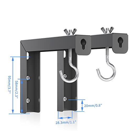 suptek Universal Projector Screen Wall Mount L-Brackets Wall Hanging Mount 6 inch Adjustable Extension Mounting Hooks for Projection Screen up to 66 lbs, 30 kg Capacity Each, PRL001B, Black (1 Pair) - size: 6 inch-black