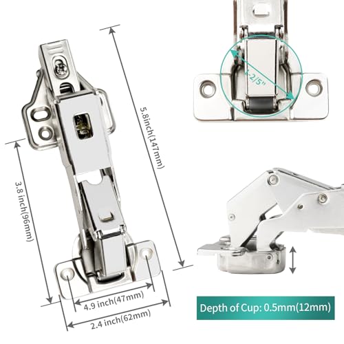 2 Pack 165 Degree Soft Close Kitchen Cabinet Door Hinges, Face Frame Kitchen Hinges, Soft Close Multi-Pivot Concealed Hardware for Corner Kitchen,Cupboard Folded, Folden Door