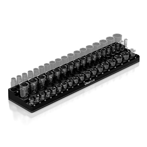 Olsa Tools Magnetic Socket Holder 1/2-Inch Drive Metric, Black, 54 Slots - color: Black, size: 1/2-Inch Drive, Metric