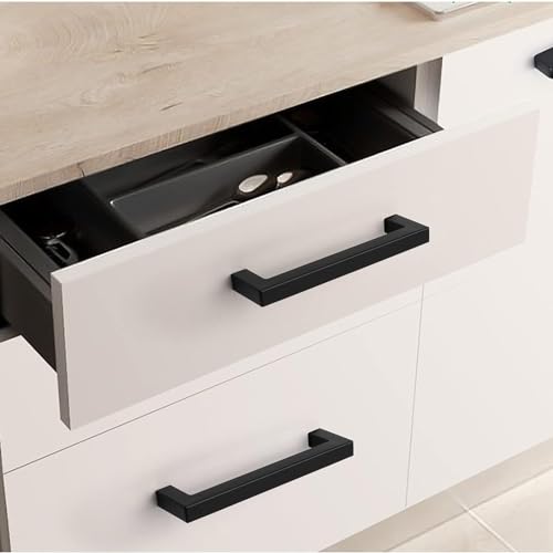 Goldenwarm 5 Pack 3 in Matte Black Cabinet Handles Square Drawer Pulls - color: Matte Black, size: 3 Inch Hole Center