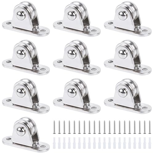 Small Pulley Block 1" Mini Duplex Pulley Roller Frictionless Silent Wheel Heavy Duty Fixed Pulley Loading 176 lb for Rope Cable Cord Guide & Wall Ceiling Mount DIY Project - 10 Pack - size: 10 Pack