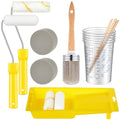 LemonRoad 18 Pieces Paint Brush and Roller Set, Painting Supplies for Cabinet Furniture, with Sponge, Tray Liner, Cup and Mixing Stick, Tools to Finish All in One Paint(4 Inch,Combo Brush Set) - size: 4 Inch, style: Combo Brush Set