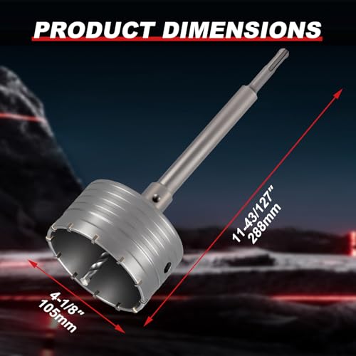 Professional 4-1/8" (105mm) Concrete Hole Saw 220mm SDS Plus & Dust Bag - size: 4-1/8" (105mm)