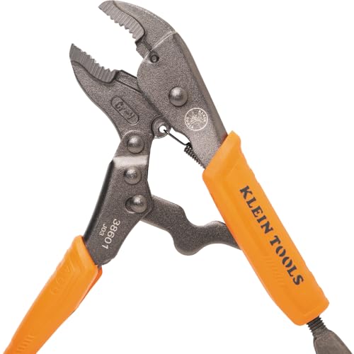 Klein Tools 38601 Curved Jaw Locking Pliers with Quick Release Handles, Intuitive Thumb Knob, High Torque, Mole Grips for Clamping and Gripping, 7-Inch - size: 7-Inch