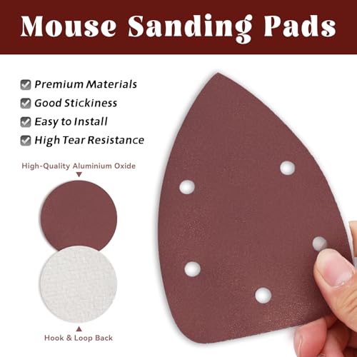 60 Pcs 800 Grit Mouse Sandpaper, Aluminum Oxide Mouse Sanding Pads - size: 800 Grit