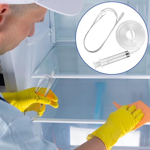 Gisafai 3 Pcs 36'' Refrigerator Cleaning Kit with 12 ml Syringe - size: 36'' Ice Water Tube
