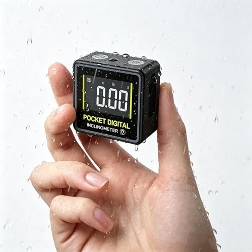 eSynic Mini Digital Level Gauge Waterproof–27g Pocket Angle Finder with Magnetic Base-0.05° Resolution &±0.2° Accuracy-Type-C Rechargeable for Woodworking/Construction/Automotive–Fits in Tight Spaces