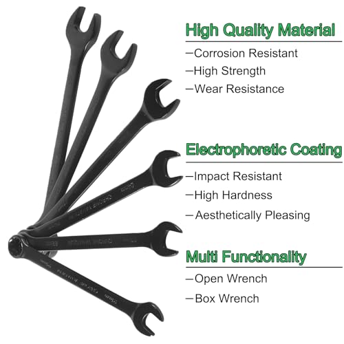 20-Piece Metric Combination Wrench Set in Roll-up Pouch, Metric 6-32mm, Spanner Wrench Set | 12 Point | Chrome Vanadium Steel | Fully Polished (Black)