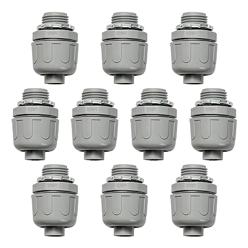 Conduit Connectors, 1/2 Inch, Straight, Grey, 10-Pack - size: 10-Pack