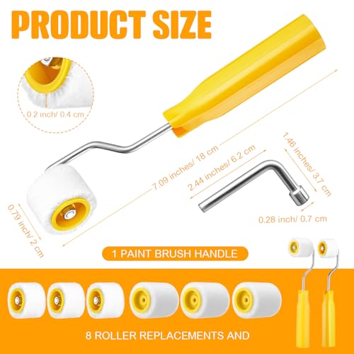 Honeydak 8 Pack Mini Paint Roller with Replacement Heads, 0.8 Inch,1.2 Inch - size: 0.8 Inch,1.2 Inch