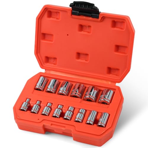 1/4" Drive Metric Master Socket Set, 14-Piece, 4mm-15mm - size: Shallow, style: 14pcs-metric