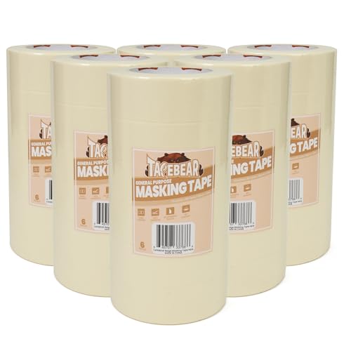 TAPEBEAR General Purpose Masking Tape Beige White 1.5" x 60Yards x 36Rolls - size: 1.5" x 60Yards x 36Rolls