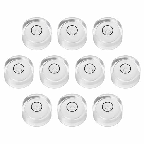 10pcs Round Bubble Level 18x9mm - Mini Circular Bullseye Spirit Levels Measuring Layout Tools for Leveling Camera/Tripod/Telescope/Workshop/Turntable/Pictures Frame, White - color: White, size: 18x9mm