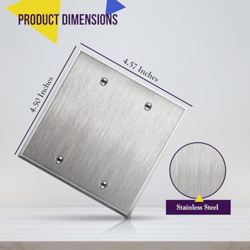 ENERLITES Double Blank Device Metal Wall Plate, 2-Gang, Silver, 10 Pack - color: Stainless Steel, size: 2 Gang - Standard