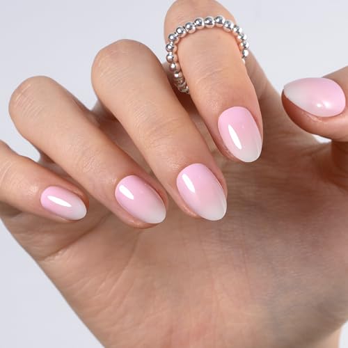 CurvLife Extra Short Almond Ombre Press On Nails, Silk Fade Nude Pink - color: A4 - Silk Fade
