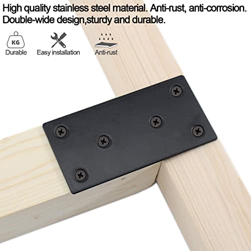 20Pack 4x2 Inch Black Flat Mending Plates Flat Bracket, Stainless Steel Mending Joining Plates Repair Fixing Bracket for Wood Furniture Fence - size: 100MM-Black