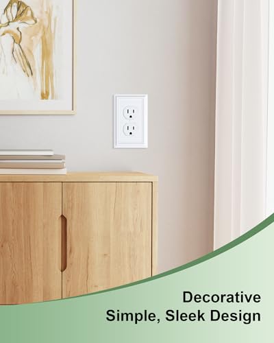 6-Pack Natural Bamboo Fiber Duplex Outlet Cover Plate, Durable Wall Plate - color: Pure White, size: 1 Duplex 6PK