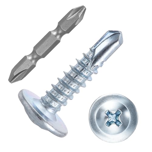 100Pcs #8x1 Sheet Metal Screws 410 Stainless Steel Silver - color: Blue and White, size: #8x3/4"
