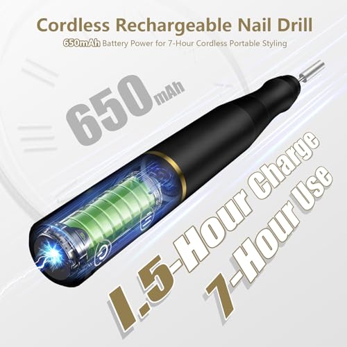 TUOBEO Cordless Nail Drill Electric Nail File Kit, Rechargeable Efile Set - color: Black