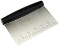 Amazon Basics Multi-Purpose Bench Scraper, Stainless Steel Dough Cutter with Measurement Marks, Dishwasher Safe, Non-slip Contoured Grip, 6", Black, Silver
