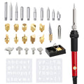 32PCS Wood Burning Kit, Wood Burning Tool – Adjustable Temperature Soldering Iron Tool for DIY, Wood Carving, Embossing, and Craft Projects – Wood Burner Pen Set for Adults and Beginners（Red） - color: Red