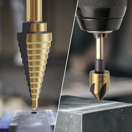 5 Pack Step Drill Bit & 5 Pack Countersink Drill Bit Set - style: 11PC
