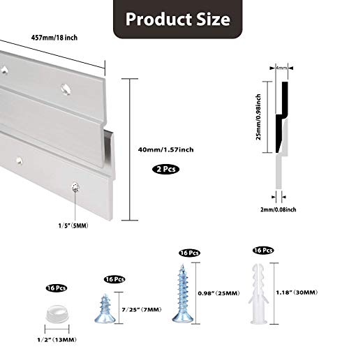 French Cleat Picture Hanger 18 Inches - 2 Pairs - Aluminum Z Hanger Supports 90lbs - Interlocking Wall Mounting Bracket Hardware Kit for Hanging Mirrors, Picture, Shelf, Whiteboard, Art, Frames - size: 18 Inch-Standard