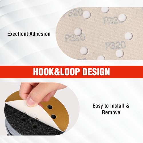 WORKPRO Sanding Discs Set, 5-Inch 8-Hole Hook and Loop, 150 Pack, Gold - style: Premium Gold Random Orbital Sander Pads
