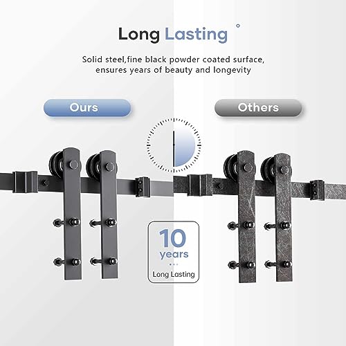 EaseLife 8 FT Sliding Barn Door Track and Handle Hardware Kit, Straight Pulley,Slide Smoothly Quietly,Easy Install (8FT Track Kit for 40"~48" Wide Single Door) - size: 8 FT-Single Door Kit