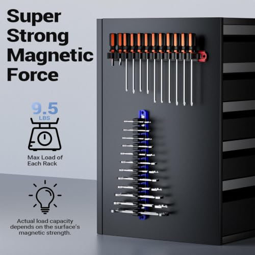 Heavy Duty Magnetic Screwdriver & Wrench Organizer, 36 Slot Tool Holder - color: Red, size: 36-Slot