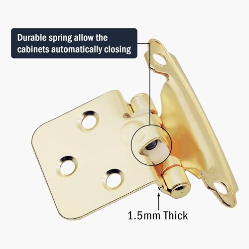 50 Pack (25 Pairs) 1/2 Inch Overlay Gold Kitchen Cabinet Hinges - color: Brass Gold, size: 50 Pack (25 Pairs)