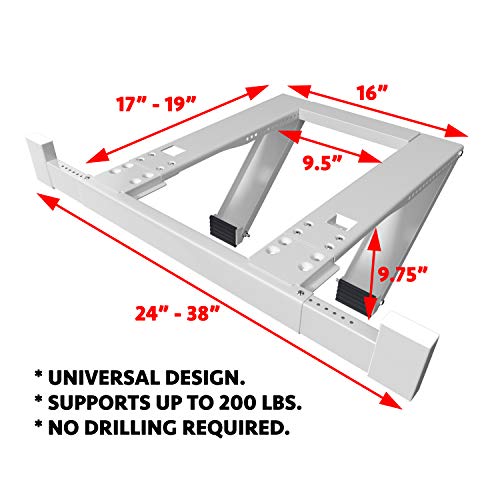 No-Drill Window AC Support Bracket - Holds Up to 200 lbs - Heavy Duty Air Conditioner Support - Easy Install for Apartment Windows - Alpine Hardware - size: DRILL-LESS