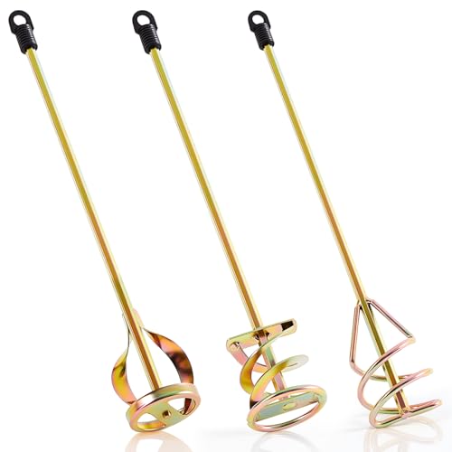 MorningRo 3 Pack Paint Mixer for Drill, Concrete Cement Mixer, Gold - color: Gold