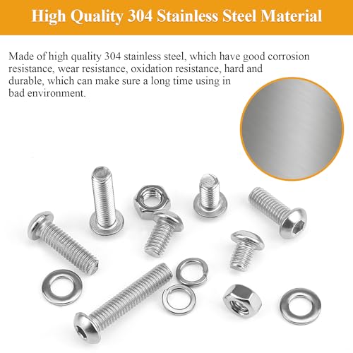 151 Pieces M6 Screws Nuts Washers Set, Sutemribor M6 x 8/10/12/16/20/25/30mm Button Head Socket Cap Screws Nuts Washers Assortment Kit, 304 Stainless Steel, Fully Threaded - size: M6, style: Button Head Socket Cap
