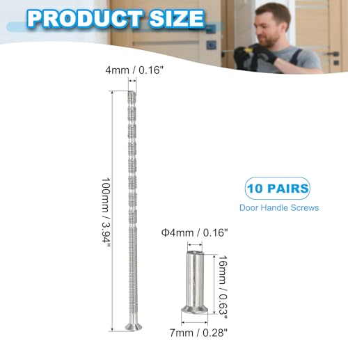 PATIKIL Cabinet Handle Screws M4 x 100mm, 10 Set Break Away Screws Drawer Pull Phillips Drive Flat Countersunk Head Bolts with Sleeve for Door Handle Lever - size: M4 x 100mm