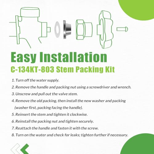 C-134KT-803 Stem Packing Replacement Kit for C-134 C-135 C-144 C-154 C-434 and P-164 Wall Hydrant, for C-108 Hot and Cold Water Faucet (2 Pack) - style: 2 Pack C-134KT-803