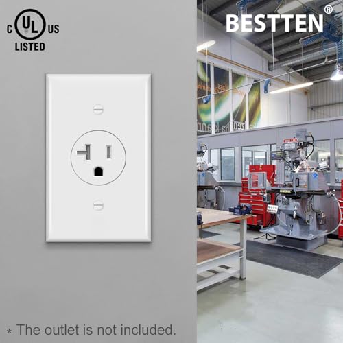 BESTTEN 2 Pack 1-Gang 1.406" Hole Wall Plate for Single Receptacle Outlet - color: White