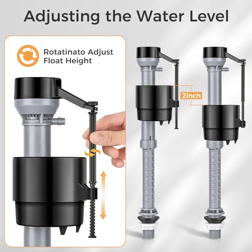 Universal Toilet Flusher Replacement Kit, Toilet Fill Valve Replacement Kit, Toilet Parts Inside Tank Kit, Adjustable, Quiet and Easy to Install (1-Pack)