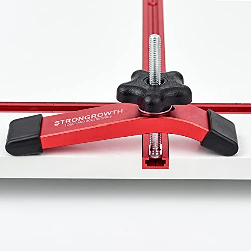 T track Hold Down Clamps - Double Cut Profile Universal T-Track Clamps, 6-3/8"L x 1-1/4"W - Woodworking and t slot clamp - Fine Sandblast Anodized - Red Color-6PK - style: T-Track Clamps 6pk