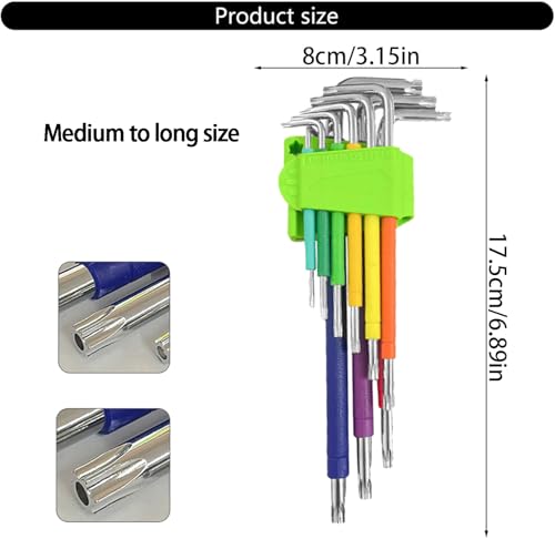 Hex Key Set, 9PCS Metric Allen Key Set, 1.5-10MM, Anti-Slip Long Ball End Hex Wrench Set Color Coding Hex Key Set(Double-headed plum blossom, Medium and long style) - color: Double-headed Plum Blossom, size: Medium and long style