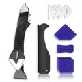 Silicone Caulking Tool Kit, 3 in 1 Caulk Remover, Grout Removal Scraper and Sealant Finishing Tool, Glass Glue Angle Scraper for Floor Window Sink Joints Bathroom Kitchen (Black)