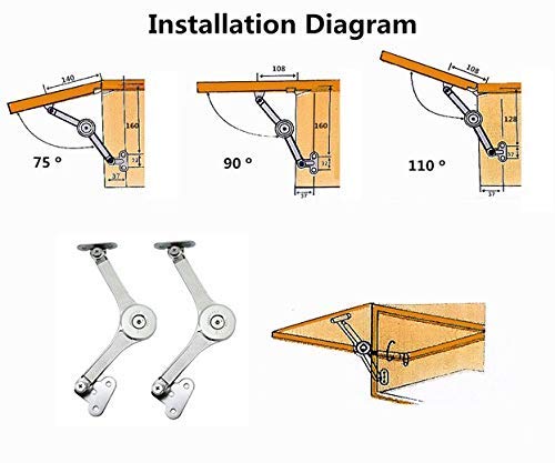Heavy Duty Lid Stay Hinges Folding Lid Support Hinge,Perfect for Cabinet,Closet,Wardrobe or Toybox 110 Degree - color: 09 Ferrari 2pcs