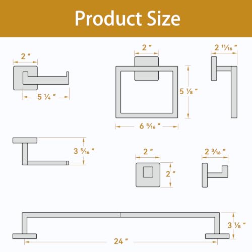 10-Pieces Brushed Gold Bathroom Accessories, 24 Inch Gold Towel Bar Set - color: Brushed Gold, size: 26 Inch (10 Pieces)