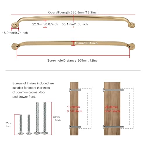 AVICCI 10 Pack Cabinet Pulls 12"/305mm Champagne Bronze Heavy Duty Solid Cabinet Handles cabinets Dressers Kitchens Handles Bathroom cabinets Cabinet pulls - color: Champagne Bronze, size: 12"(305mm)Diameter-5Pcs