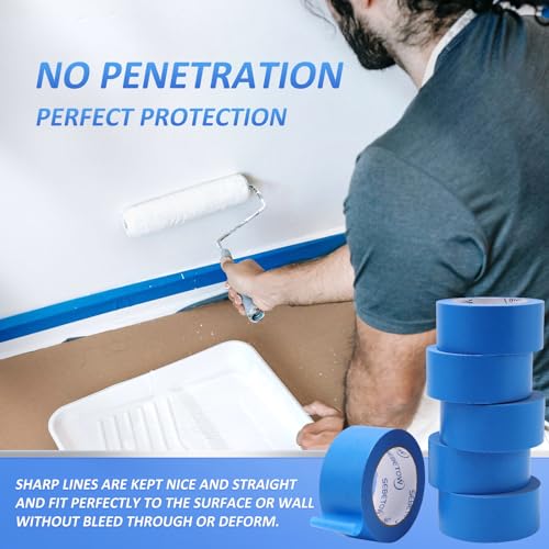 10Rolls Painters Tape 2 inch Wide Bulk Blue Masking Tape for Painting 55yds - size: 2 inch × 10 Rolls